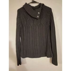 Northcrest Black Cable Knit Cowl/Turtle Neck Sweater Size Medium
